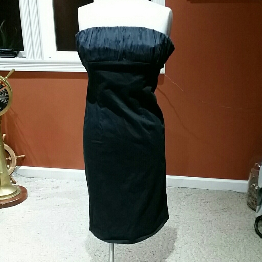 Ruth black strapless ruched dress